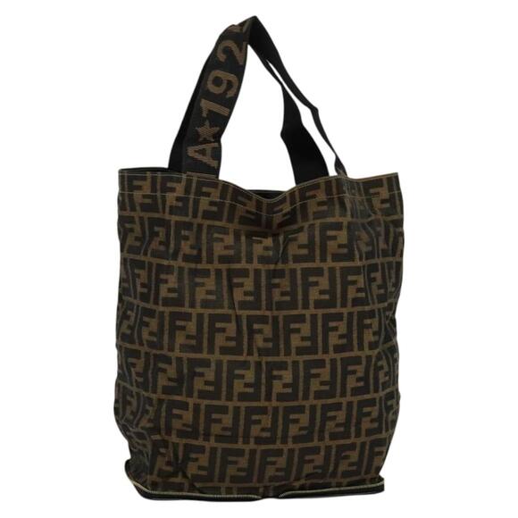 FENDI Zucca Canvas Tote Bag Black Brown - Picture 1 of 12